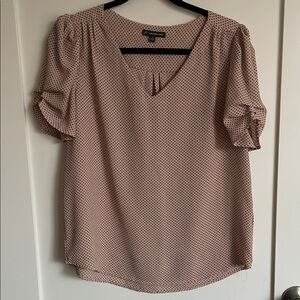 Adrianna Papell Pink and Purple Flutter Sleeve Blouse